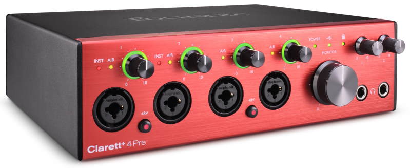 Focusrite Clarett 4Pre 3quart left HR