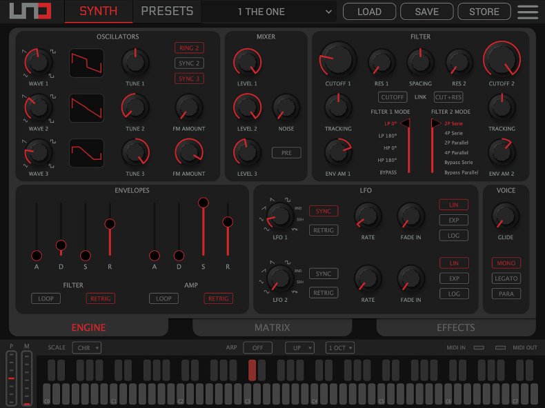 IK Multimedia uno synth pro editor gui