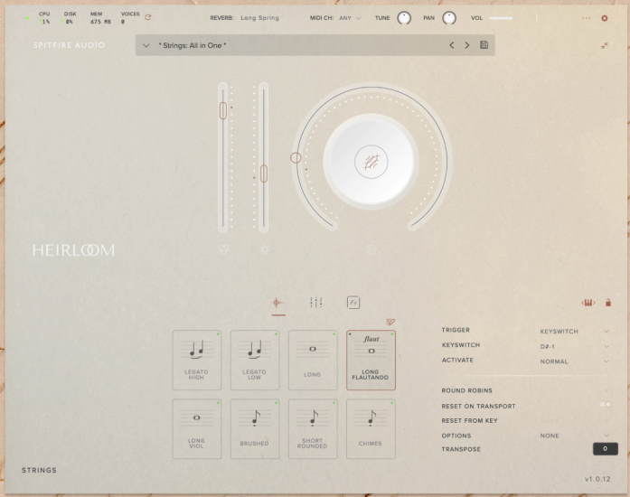 SpitfireAudio Heirloom UI