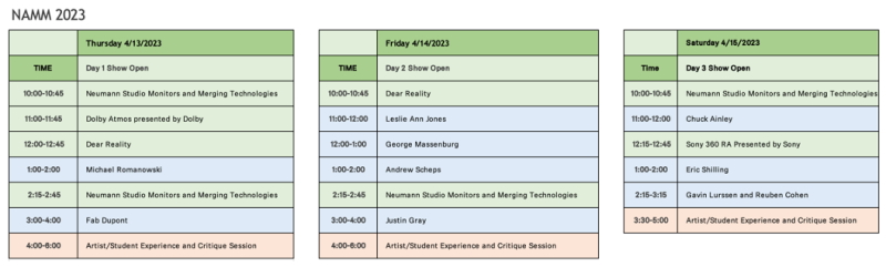 Sennheiser NAMM 2023 schedule small