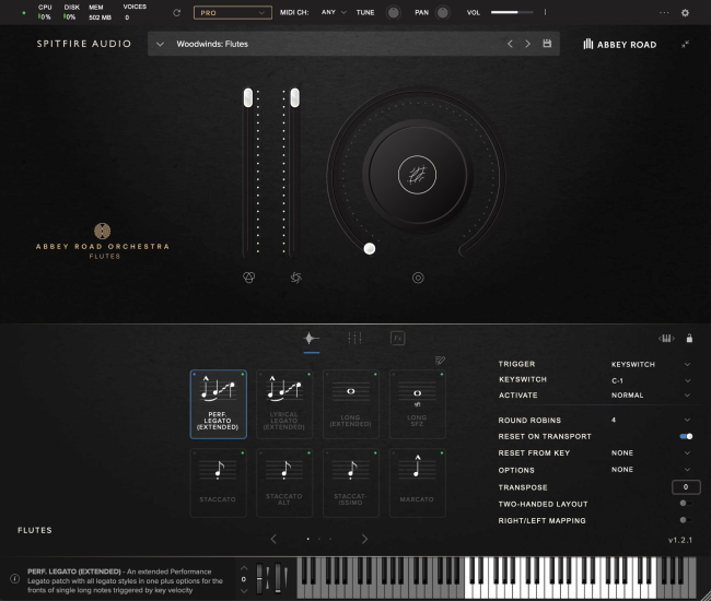 SpitfireAudio AbbeyRoad OrchestraFlutes GUI